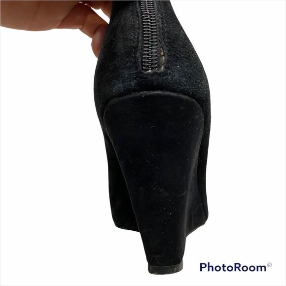 Anne Klein Black Torny Wedge Ankle Boots Size 9 - Picture 8 of 14